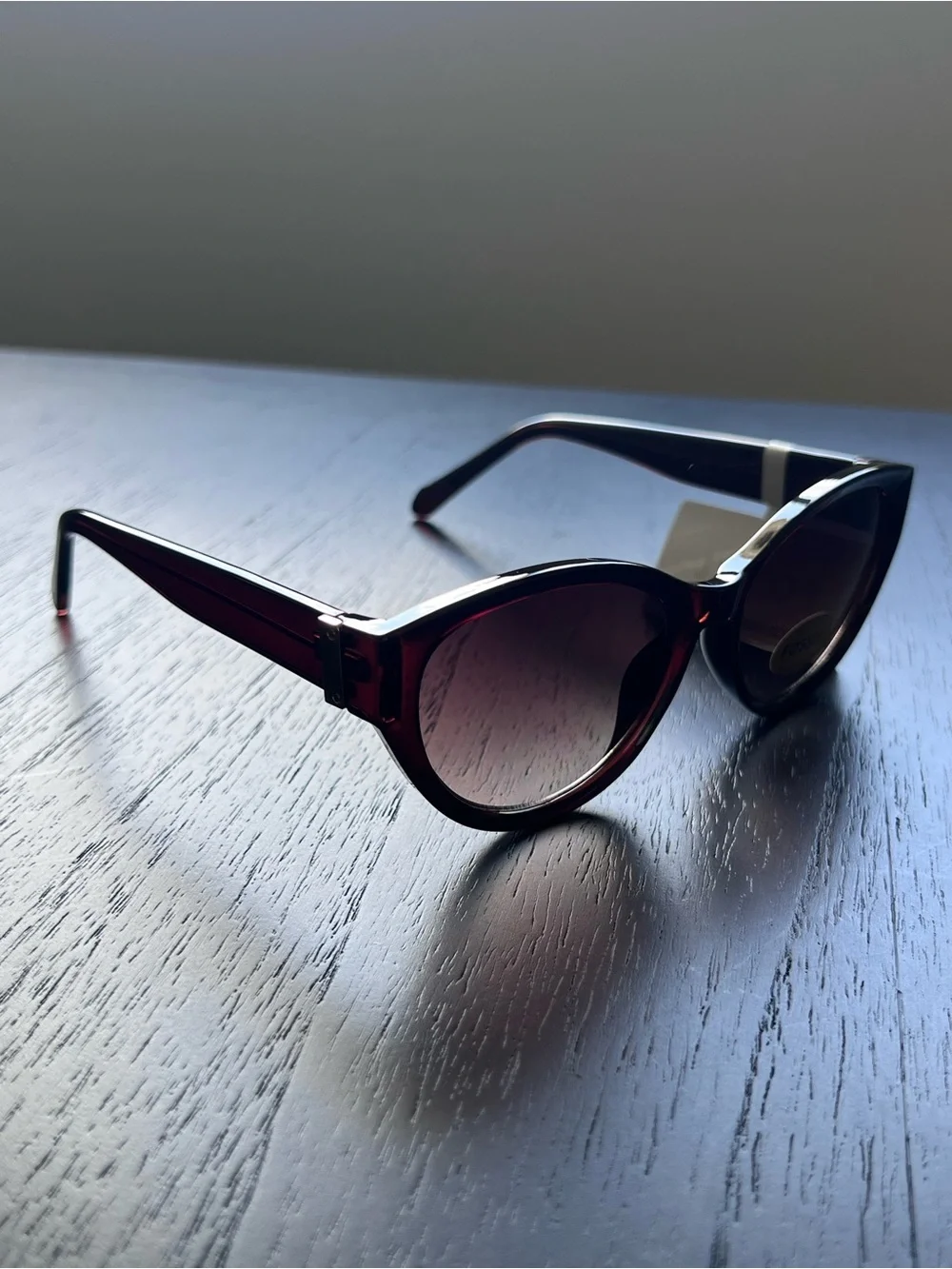 Fossil 54mm Women’s Cat Eye Sunglasses - Dark Brown with Gold